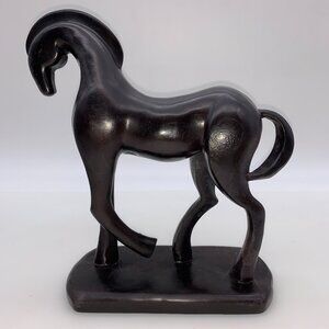 Trojan HORSE figurine Grecian statue dark cherry wood(?) vintage midcentury